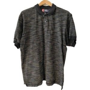 Chaps Ralph Lauren size XL black striped Polo 100% cotton short sleeve